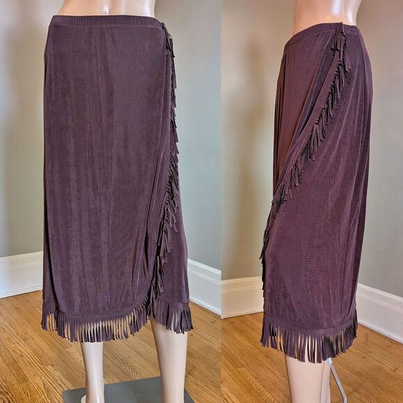 Vintage 90s Choices Fringe Midi Skirt, Western Boho Whimsigoth Fairy, Size MP - Picture 1 of 9